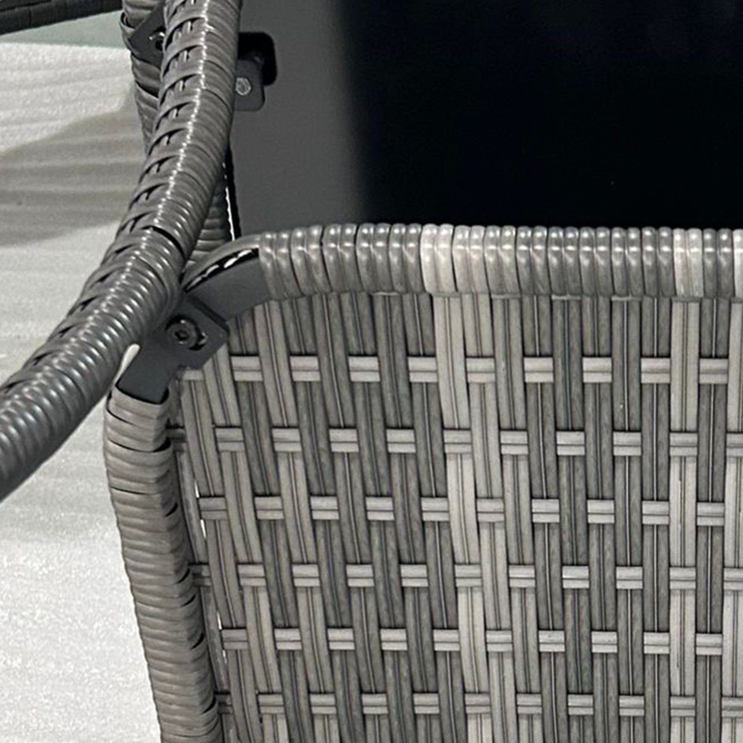 Outdoor Rattan Coffee Table with Storage Shelf - Mixed Gray
