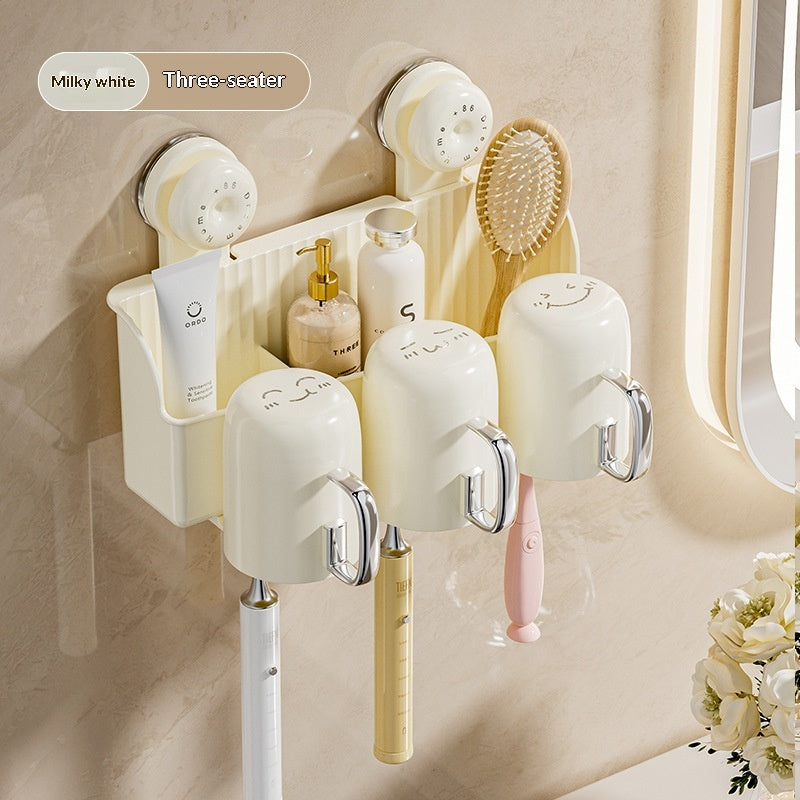 Wall-Mounted Toothbrush Holder Shelf with Dispenser for Bathroom