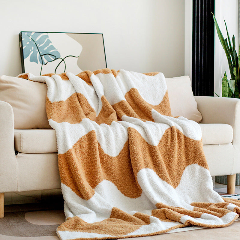 Nordic Style Half Velvet Knitted Sofa Blanket - Home Textiles