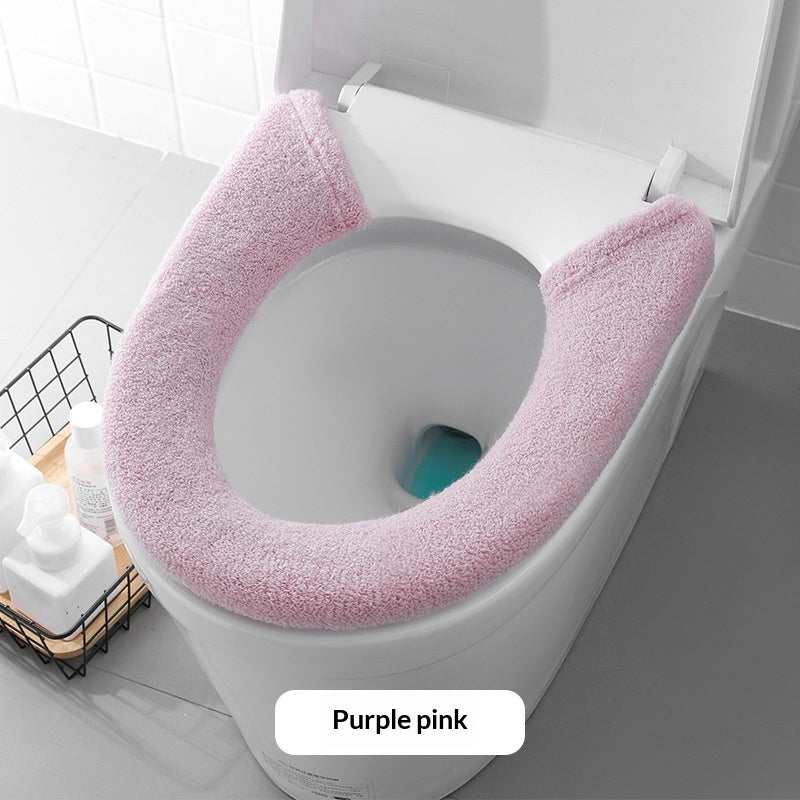 Universal Toilet Seat Cover for Bathroom Use - Winter & Autumn Fit, Slip-On Polyester