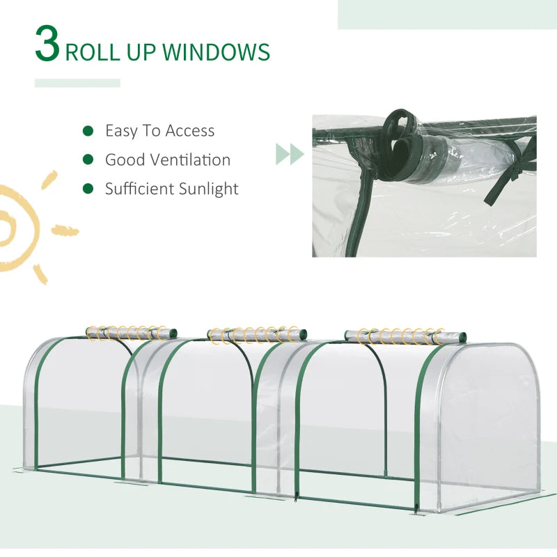 Portable Greenhouse Tunnel with 3 Zippered Doors - WaterUV PVC Cover