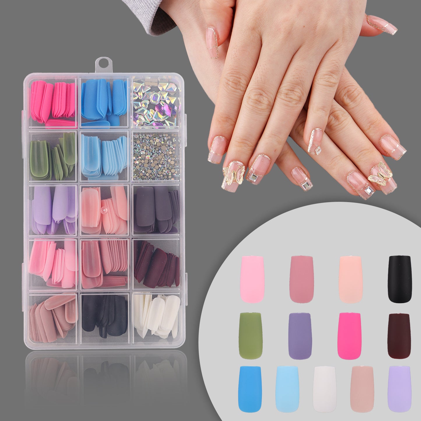 Medium Rectangular Wear Armor Nail Stickers for Nail Art - Color Variants