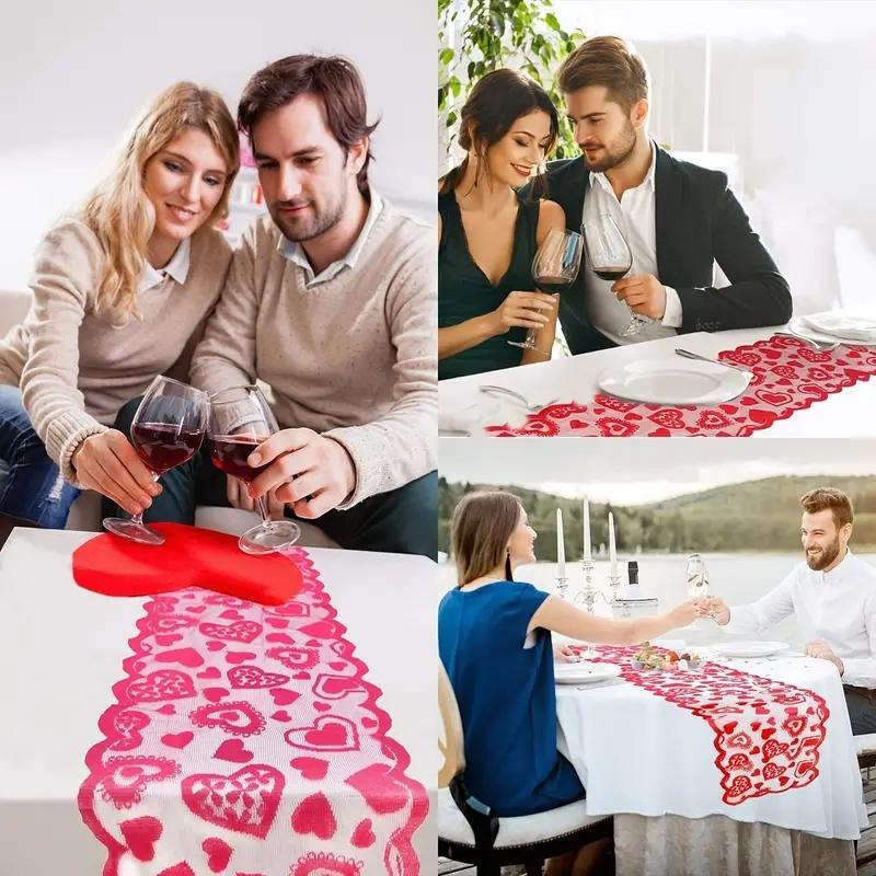 Lace Heart-Shaped Table Runner - 1 Piece, 13x72 Inches