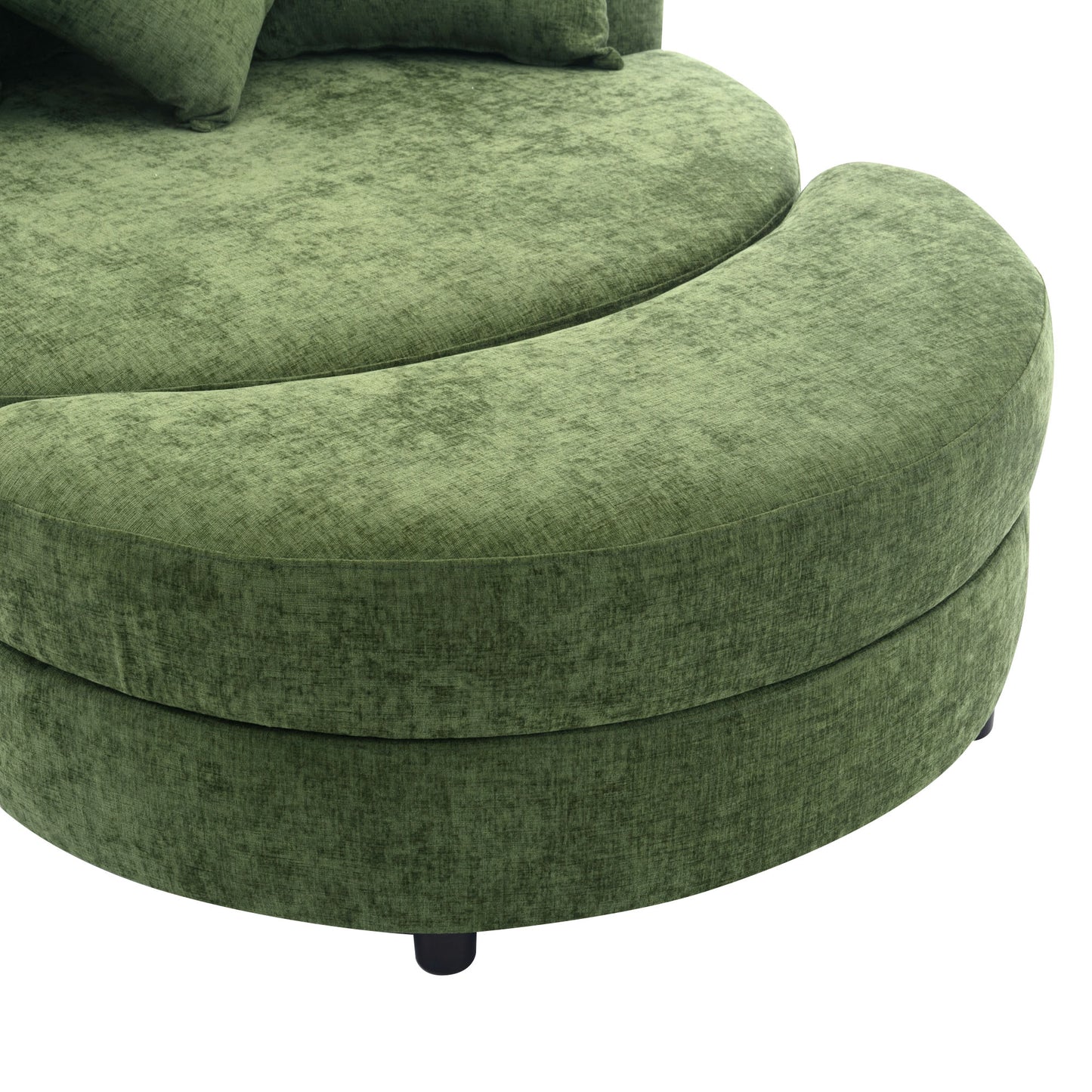 360° Swivel Accent Barrel Chair with Storage Ottoman & 4 Pillows - Green