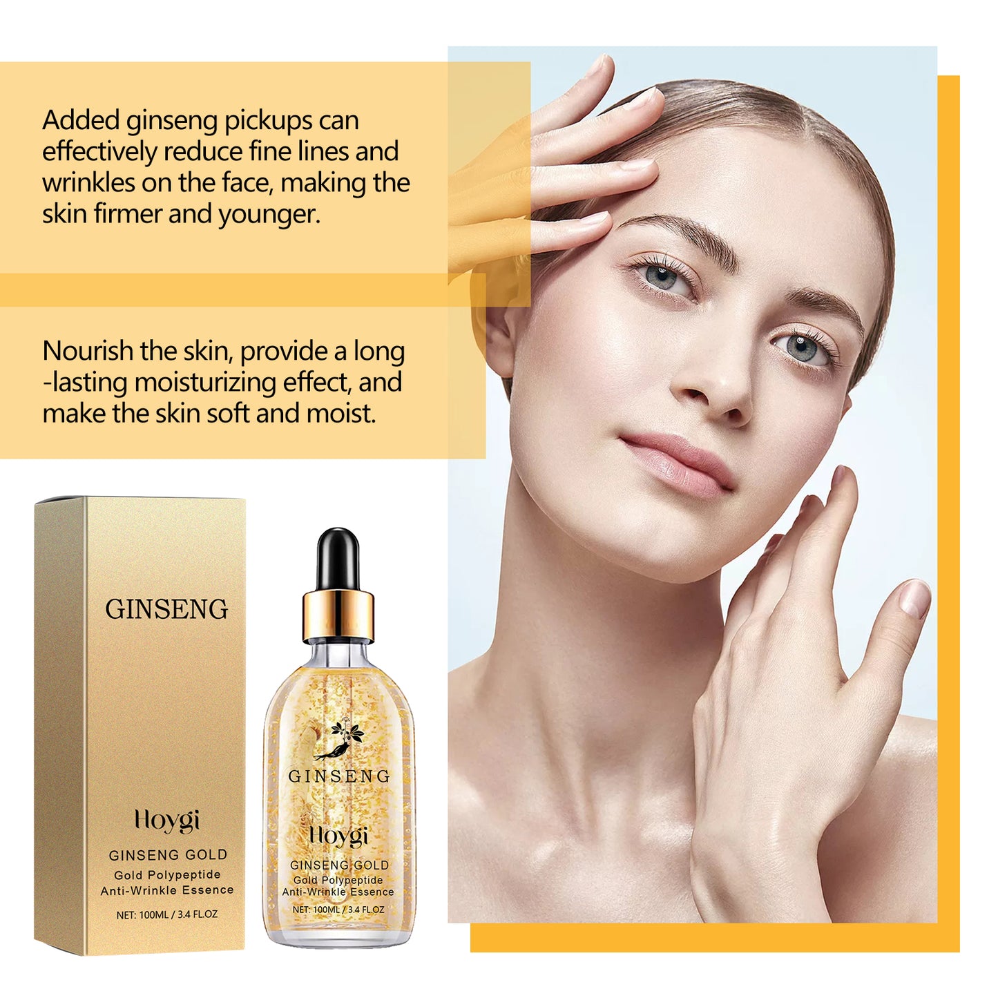 Ginseng Gold Polypeptide Anti-Wrinkle Essence - 100ml Moisturizing Serum