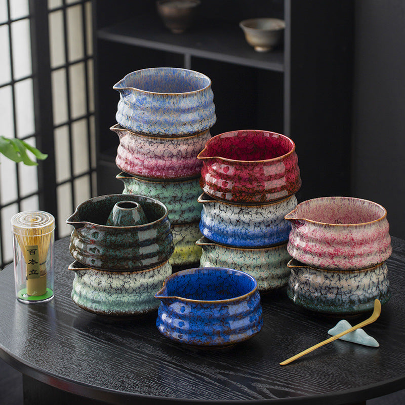 Japanese Style Matcha Bowl Set with Whisk and Accessories - Ceramic Tea Ceremony Kit