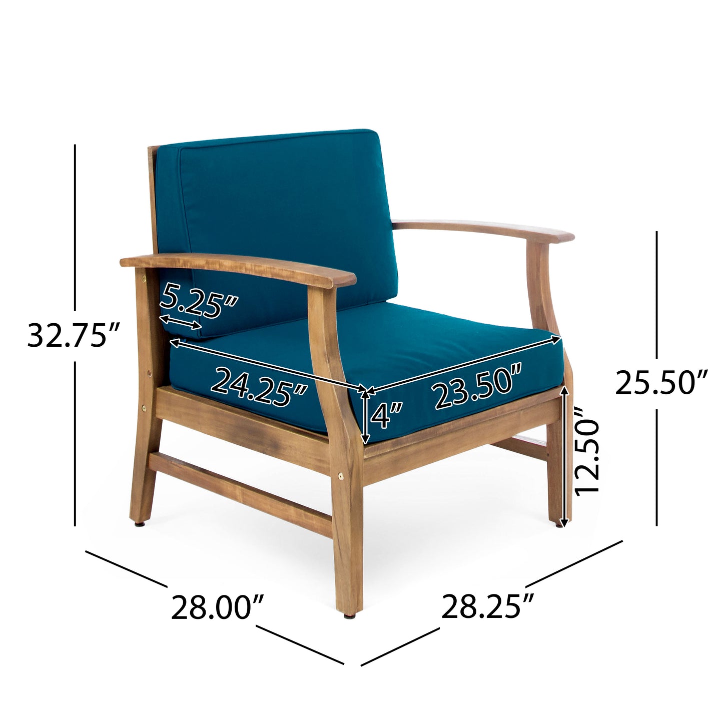 Perla Club Chairs Set of 2 - Blue Acacia Wood