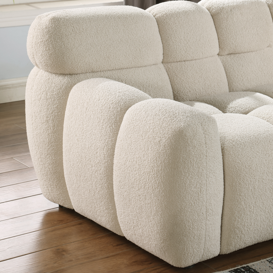 Beige Boucle 2-Seater Marshmallow Sofa - Comfortable Design