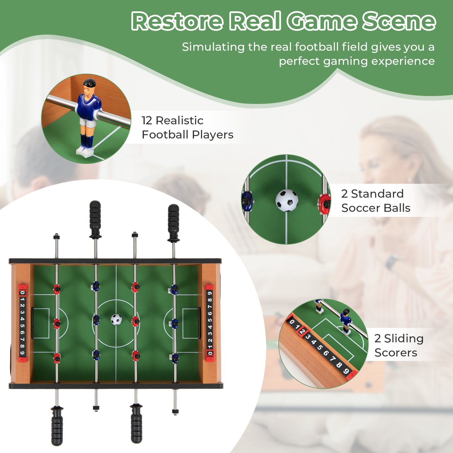 20 Inch Indoor Foosball Table - Mini Soccer Game