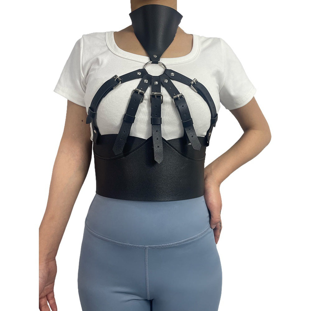 Women's Leather Chest Cover Halter Adjustable Belt for Adult Wellness