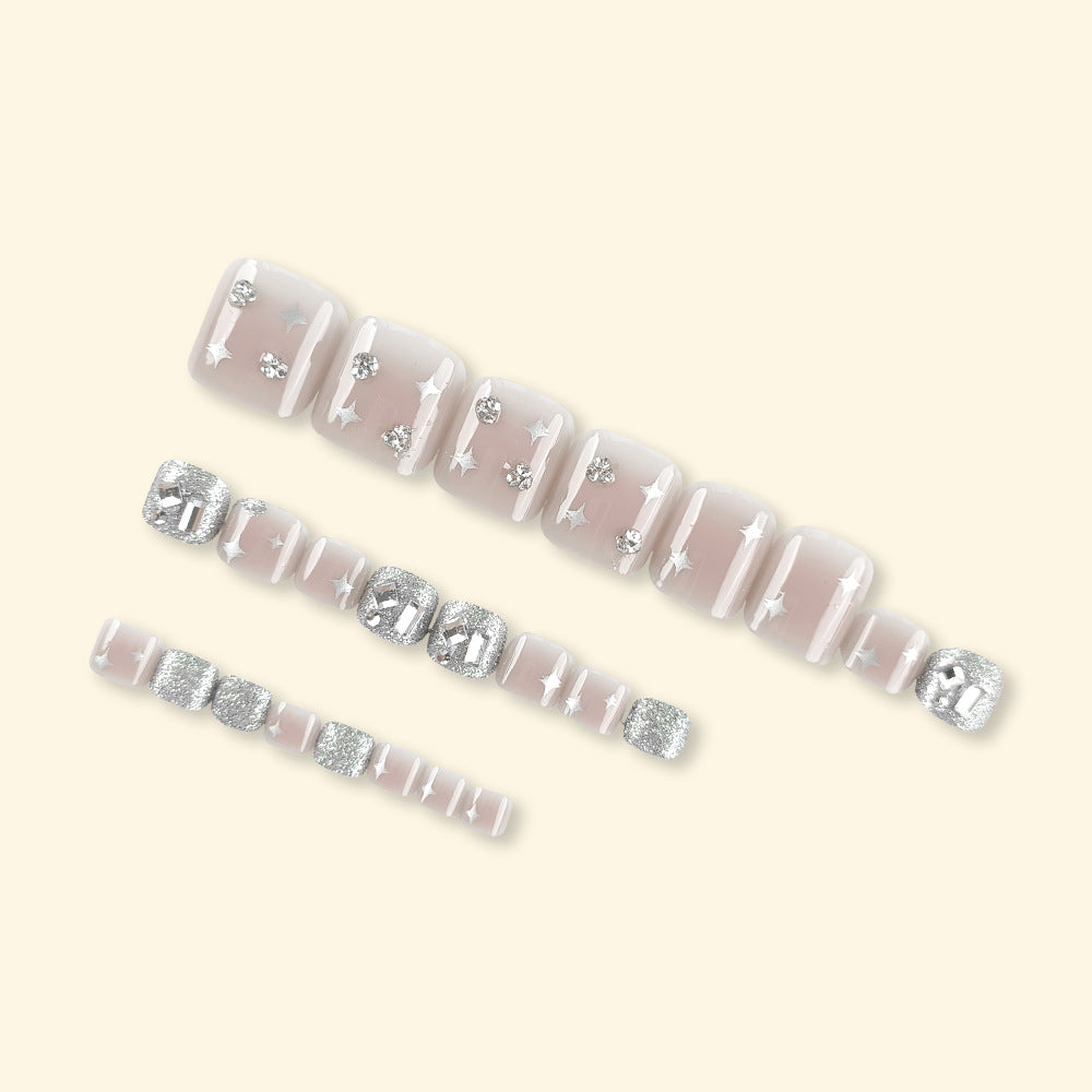 Diamond Embedded Star Nail Stickers - Detachable Toenail Art Decals