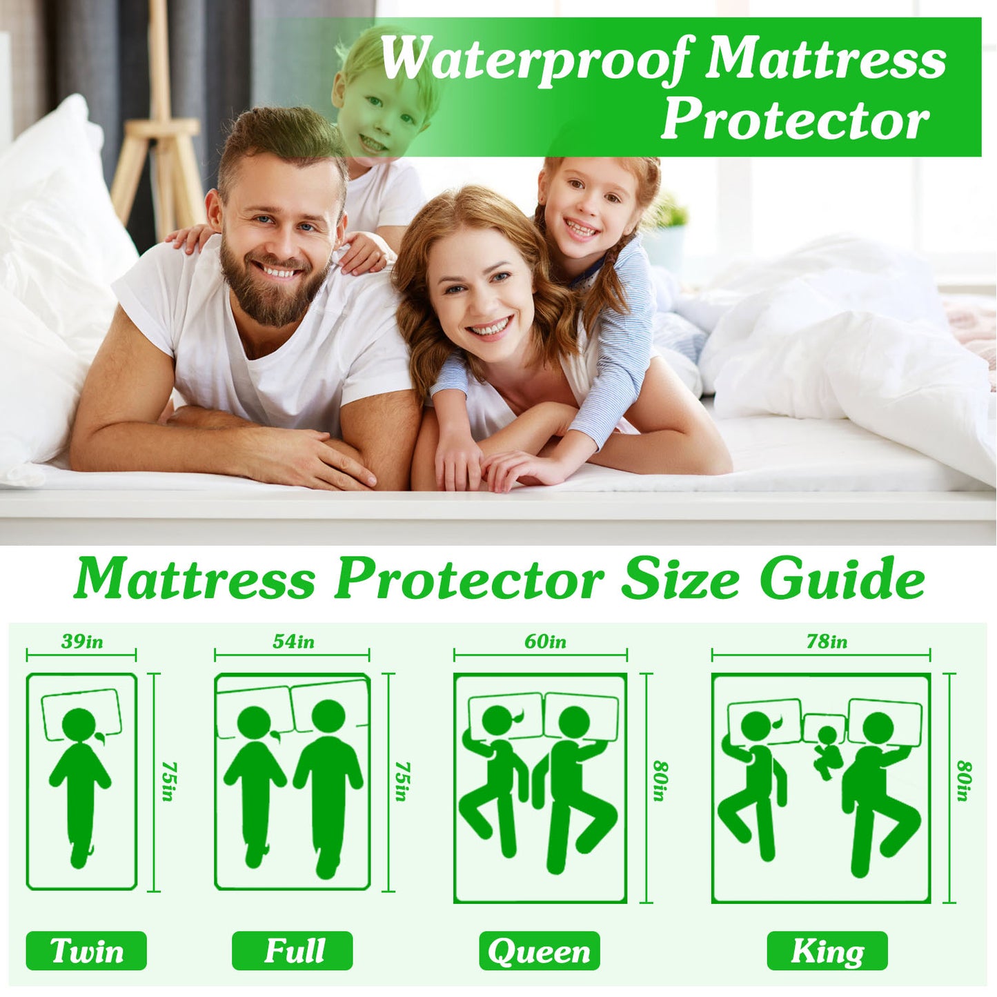 Full Size Waterproof Mattress Protector - Soft Cotton, Deep Pocket