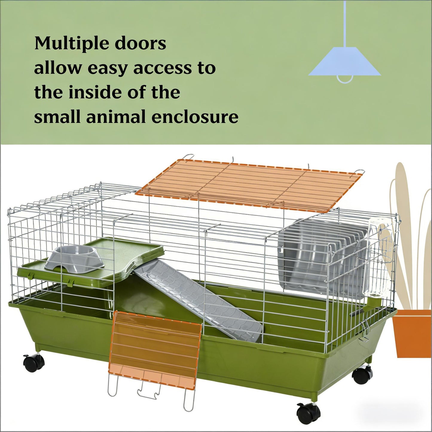 Small Animal Cage with Wheels - Green Pet Play House