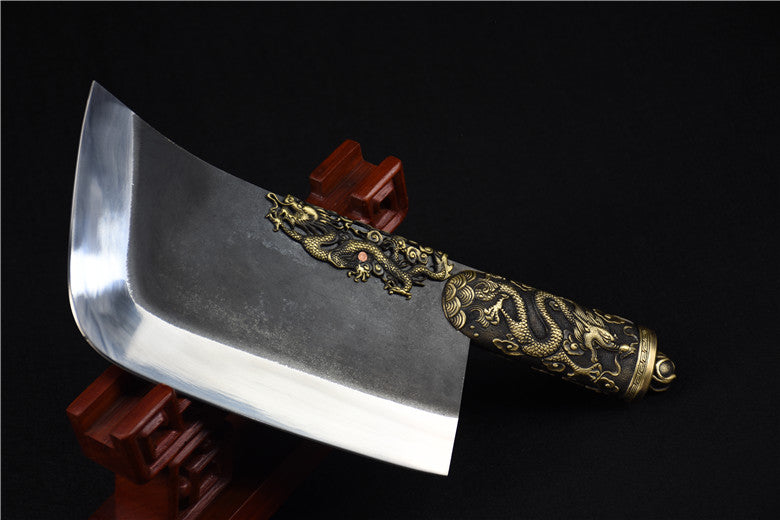 Bone Cutter Knife 33cm T10 Steel Blade Copper Handle for Kitchen Use