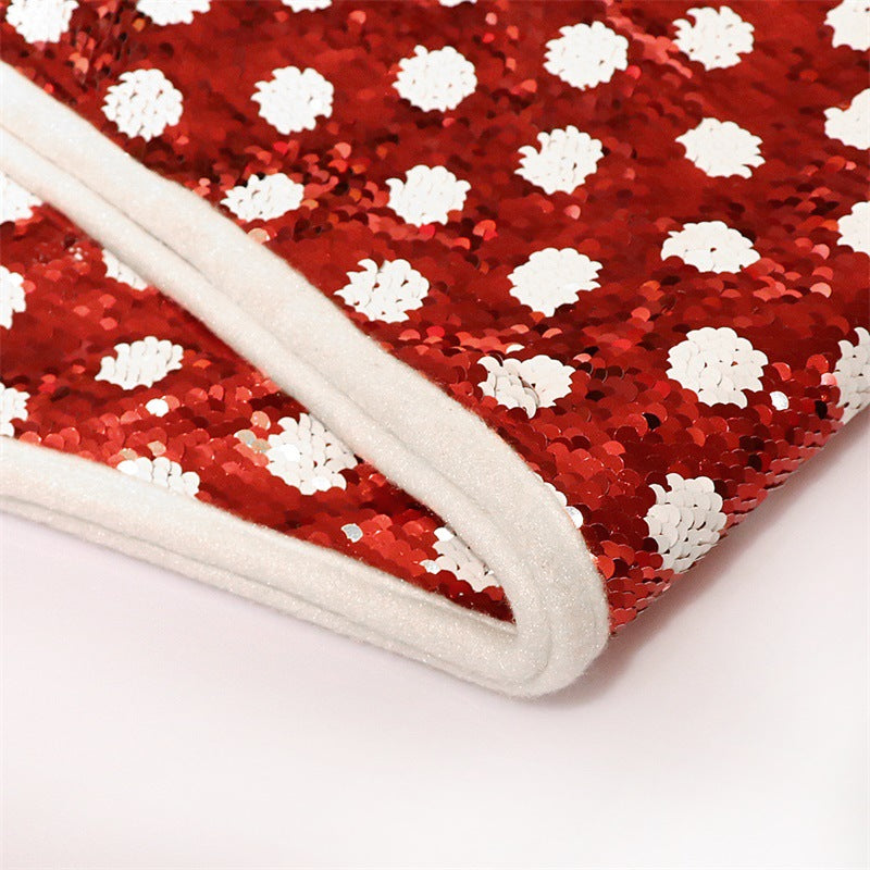Christmas Sequin Tree Skirt with Polka Dots - Small & Large Sizes