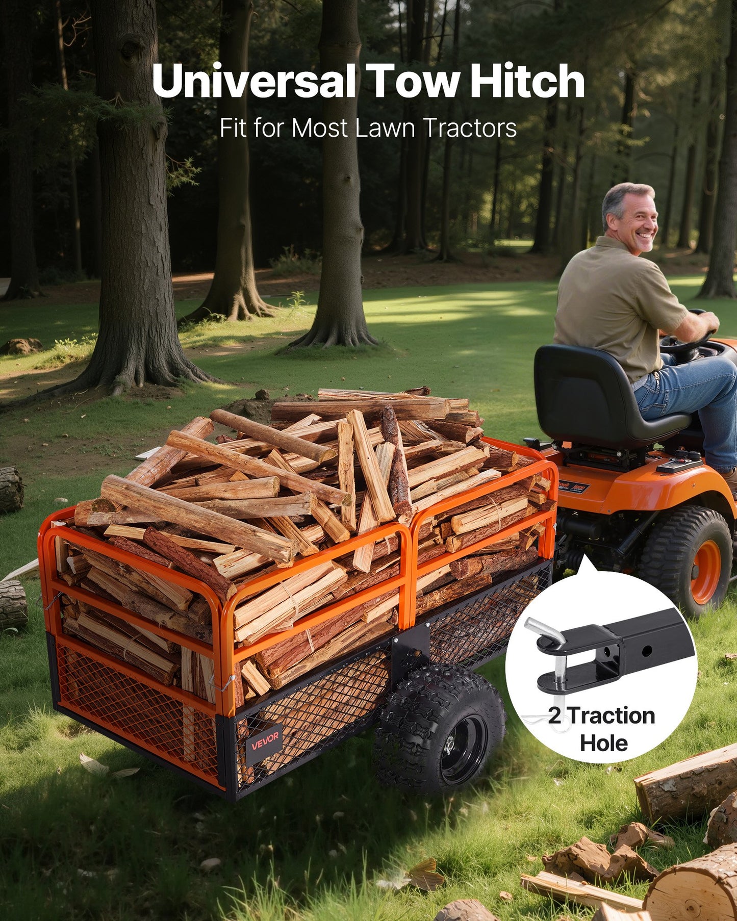 1800 Lb Capacity Tow-Behind Steel Garden Trailer with 28 Cu Ft Capacity