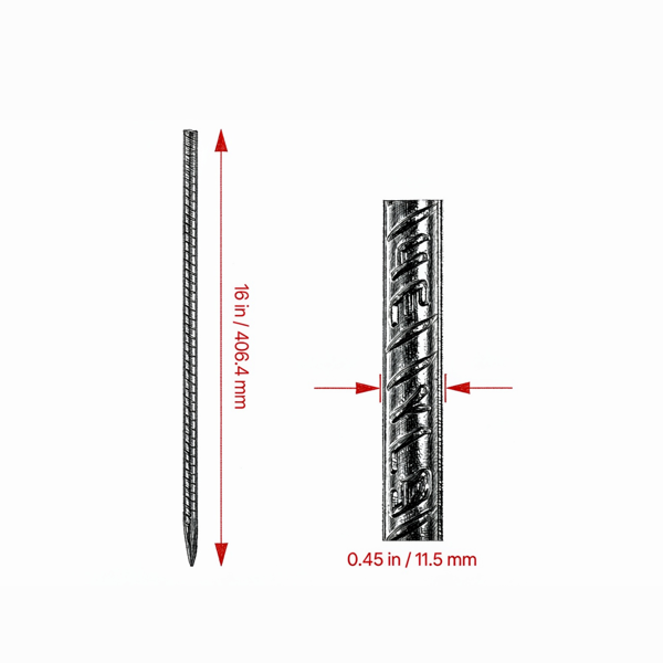 Heavy-Duty 16-Inch Rebar Stakes - Ground Anchors for Fencing, Tents, Gardening & Camping