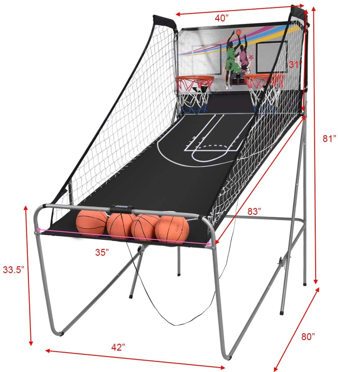 Double Electronic Basketball Game with 4 Balls - Indoor Fun
