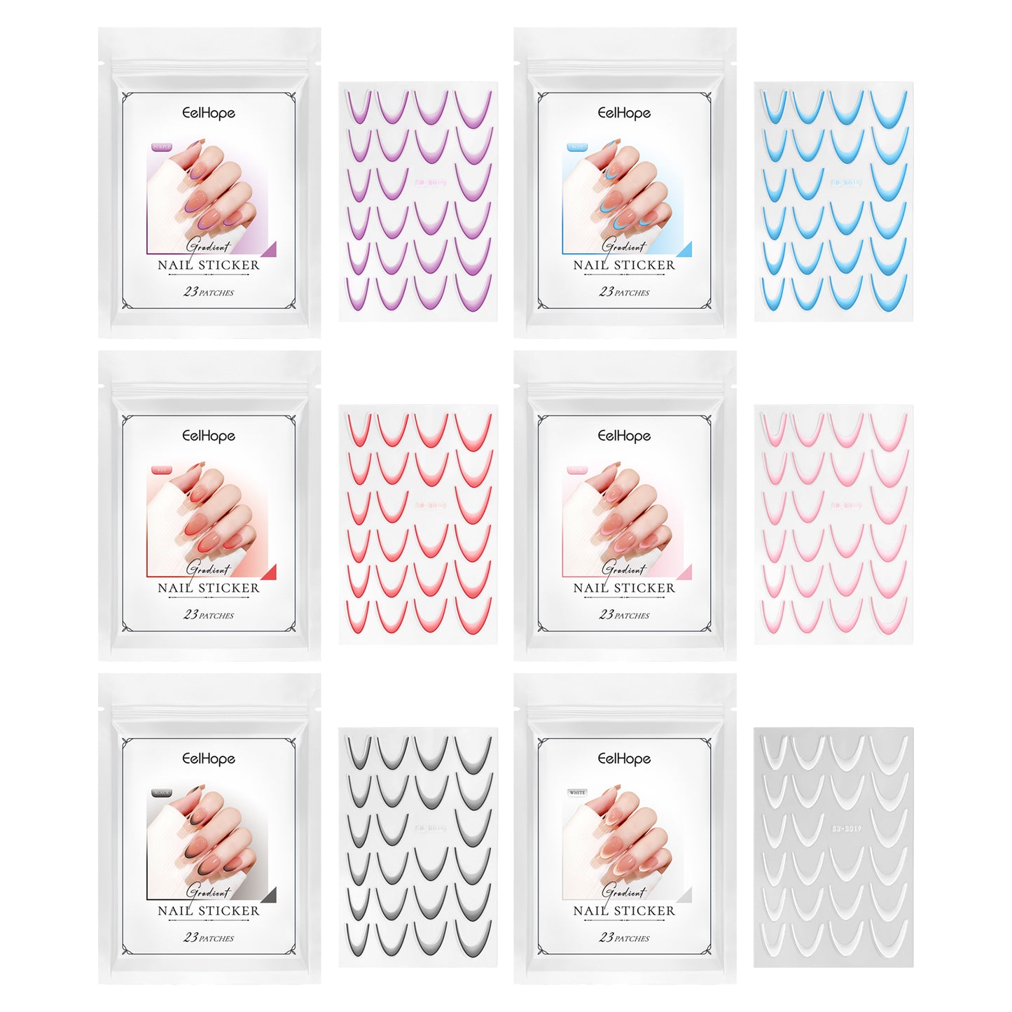 French Gradient Adhesive Nail Stickers - 23 Patch Set
