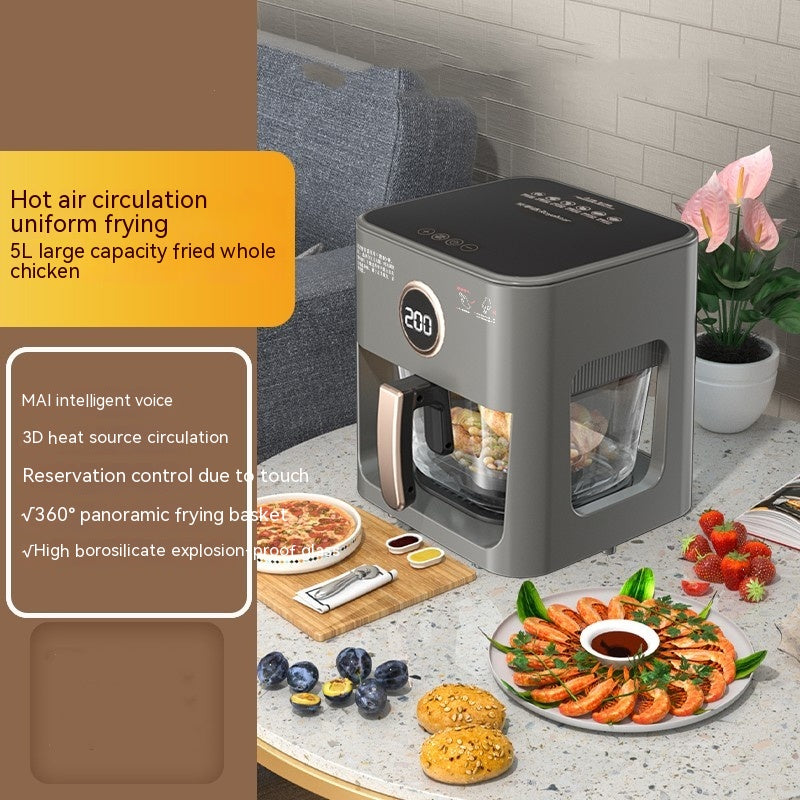 Large-Capacity Automatic Air Fryer with Panoramic Visual Display - 5L