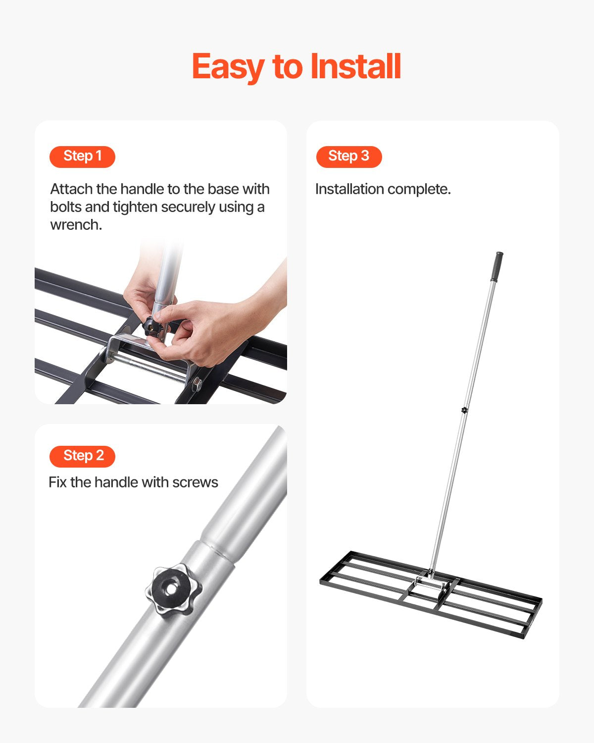 Heavy Duty Lawn Leveling Rake with Adjustable Handle 36x10in Garden Tool