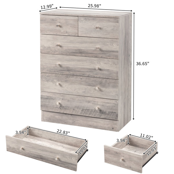 5-Drawer Chest with Matte Gold Handles - Gray Particle Board