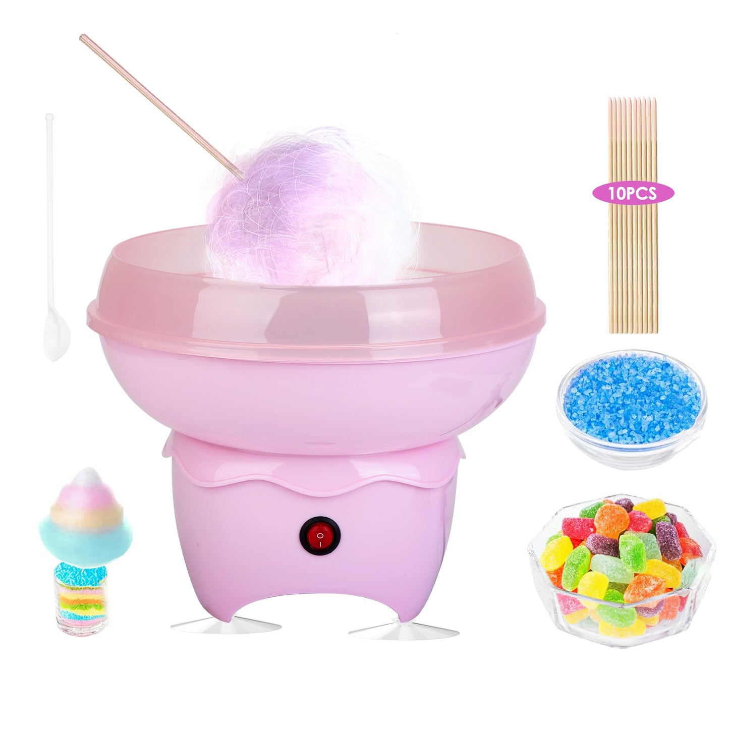 Pink Cotton Candy Maker Portable Electric Kitchen Appliance for Kids