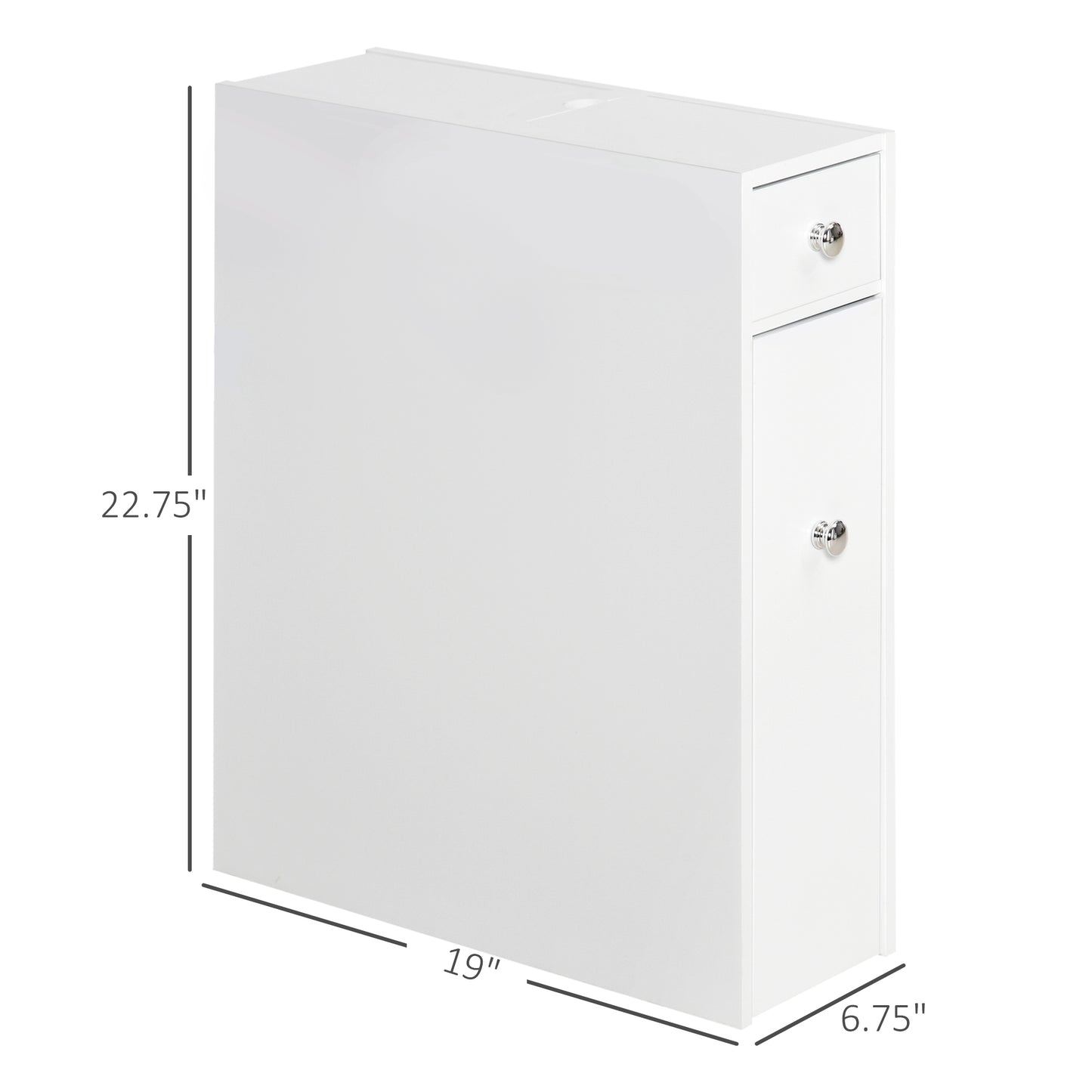 Narrow Bathroom Storage Cabinet with Drawers - White