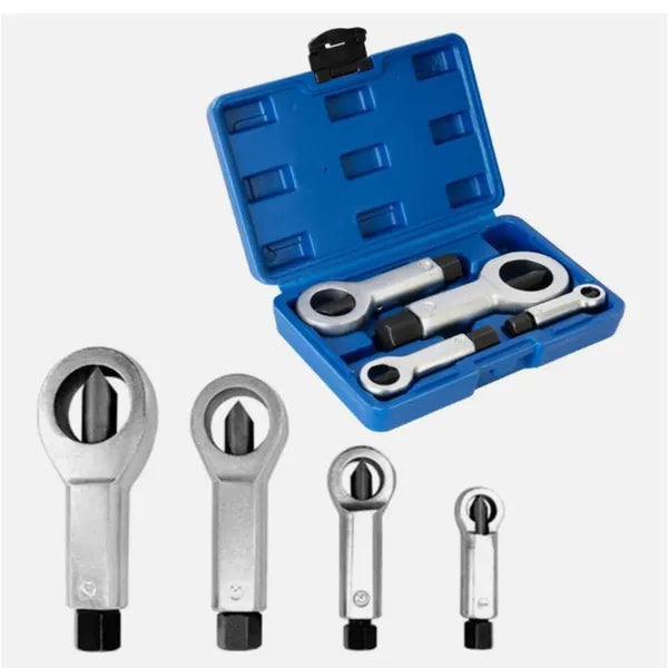Heavy-Duty Nut Splitter Set 4pcs for Rusted & Damaged Nuts - Metal Hand Tools