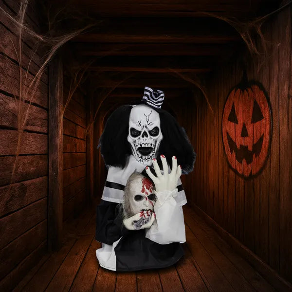 1.8ft Sound-Activated Scary Clown Halloween Decoration