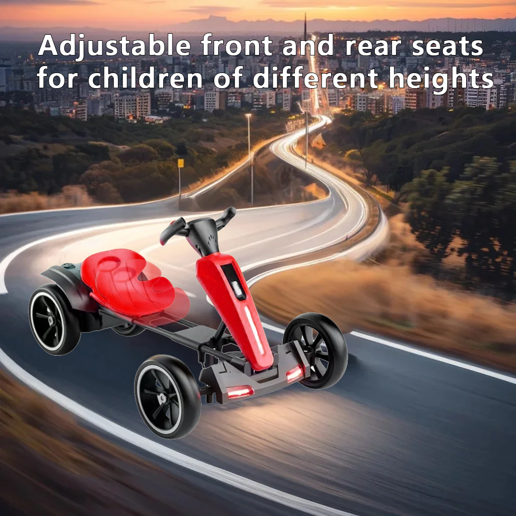 12V Electric Kids Go Kart with Adjustable Seat - Red