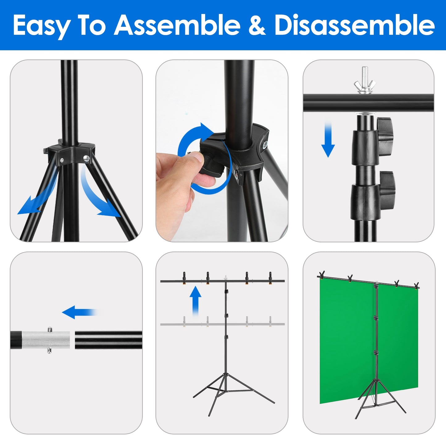 Adjustable T Shape Backdrop Stand - 6.5x8.5FT Heavy Duty Kit