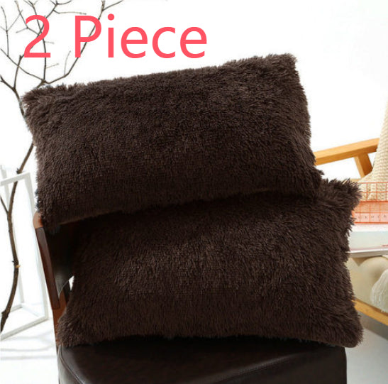 Winter Plush Pillowcase Set - Fluffy Long Plush & Velvet Bedding