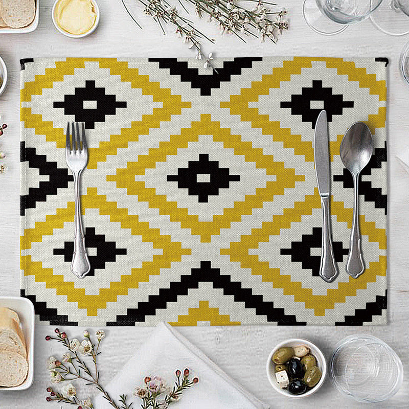 Geometric Pattern Dinner Placemats Set of 4 - Kitchen Table Decor