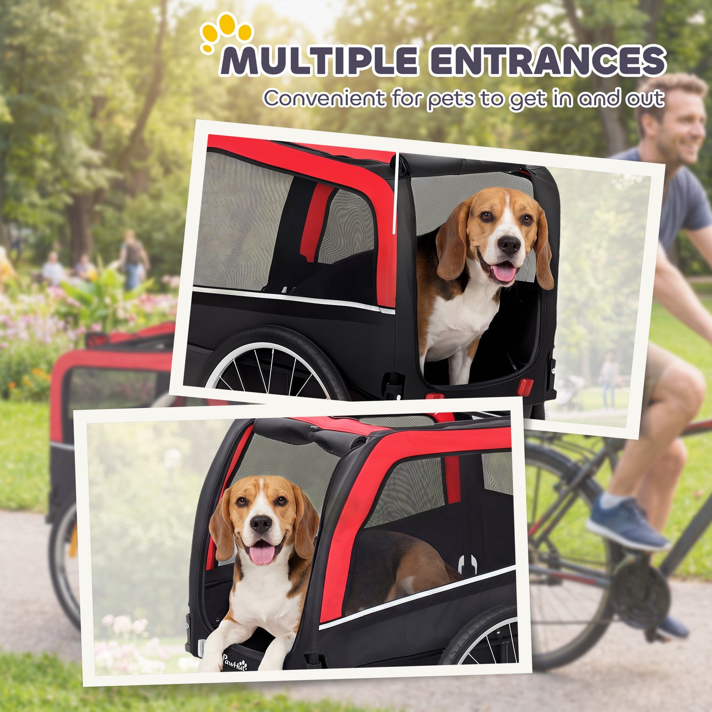 Dog Bike Trailer with 20-Inch Air Tires, Quick-Release Wheels & Safety Flag