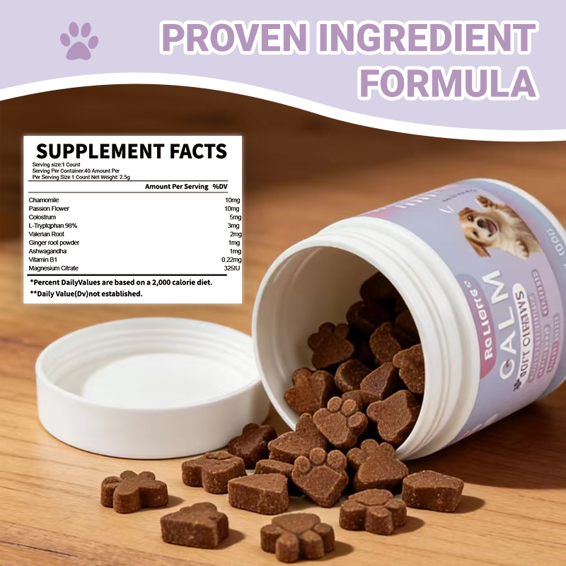 Dog Calming Soft Chews - Relaxing Supplement for All Breeds, 40 Servings