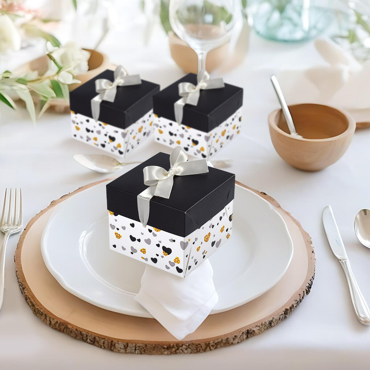 10 Pack Black and White Gift Boxes - Perfect for Events