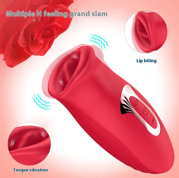 Three-in-One Female Mouth Toy - Red, Adult Wellness, Manual Control