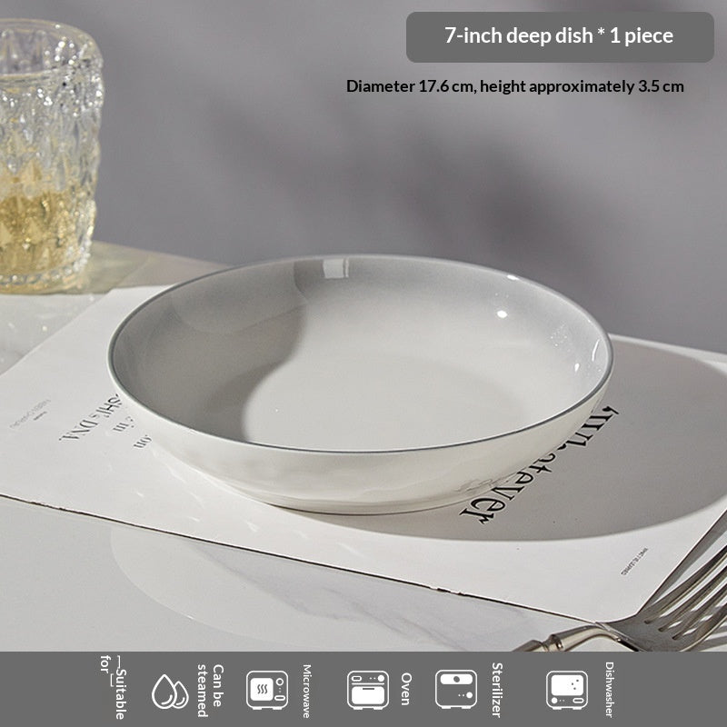 Gray Ceramic Bowls and Dishes Set for Kitchen Dining