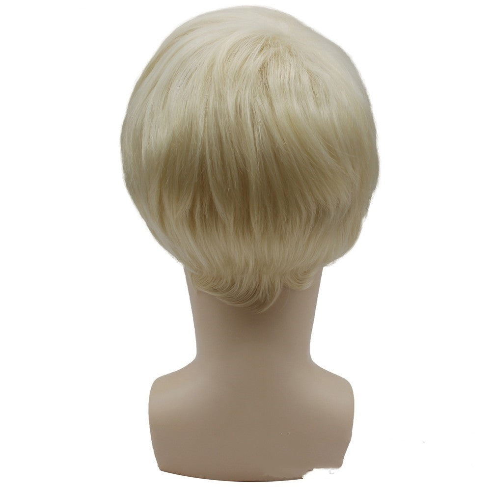 Light Golden Short Curly Synthetic Wig for Men - 613 Hair Color