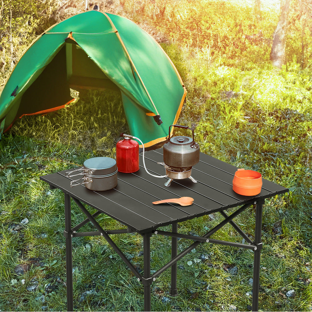 Portable Carbon Steel Camping Table Outdoor Folding Ultralight Roll-Up