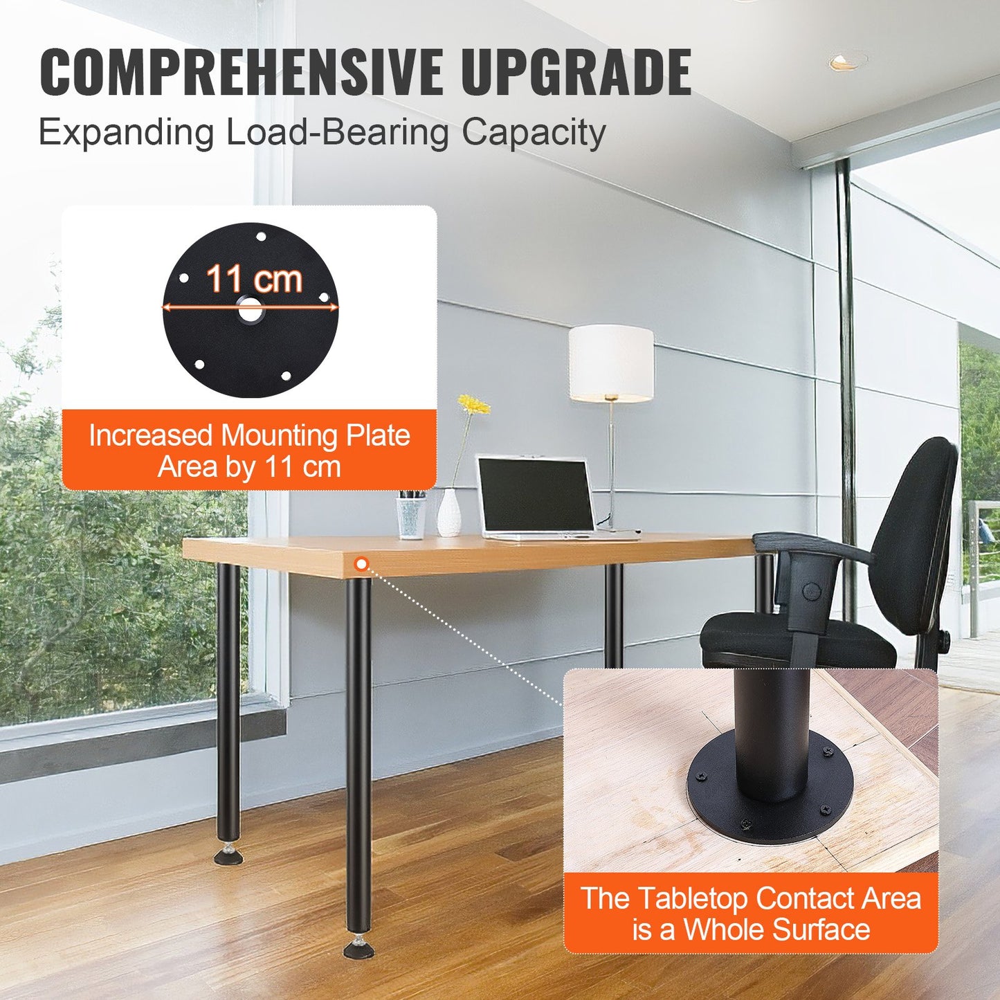 Adjustable Steel Desk Legs Set of 4 - Heavy Duty 1200 Lb Capacity, Black