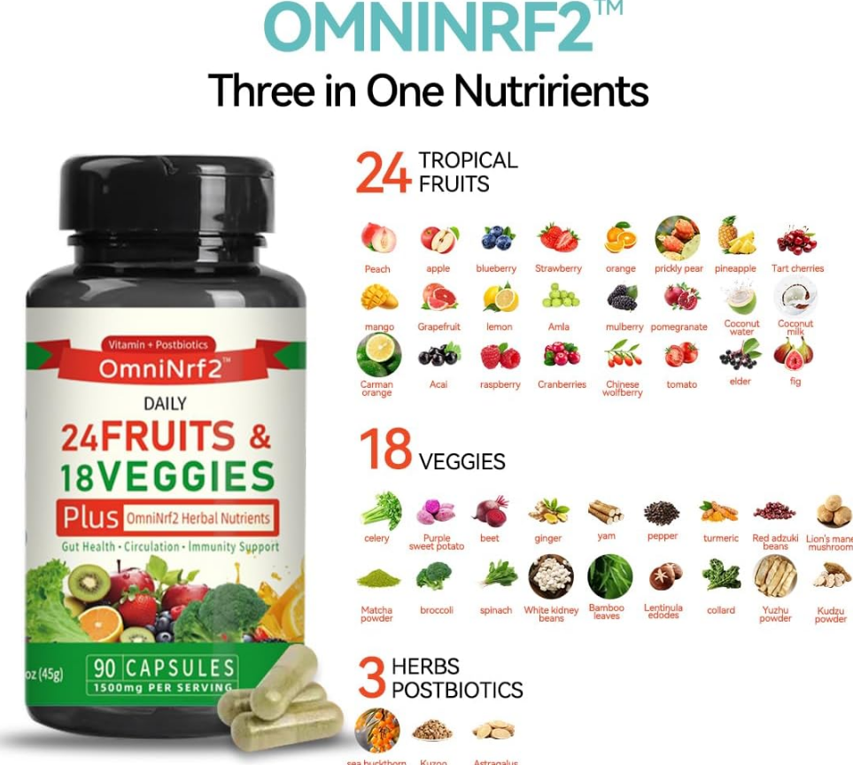 Postbiotic Fruit and Vegetable Supplement - 90 Antioxidant Capsules