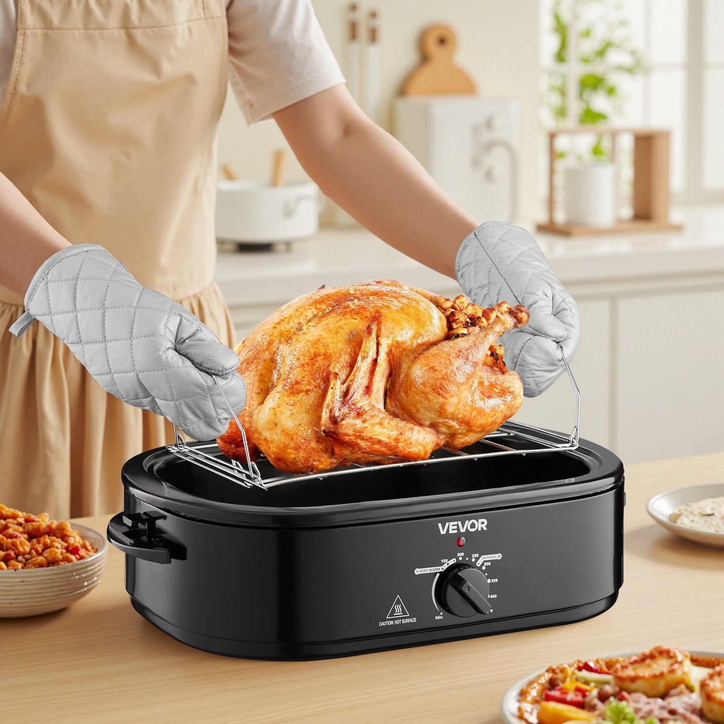 18QT Electric Roaster Oven with Self-Basting Lid - Large Kitchen Appliance, Black