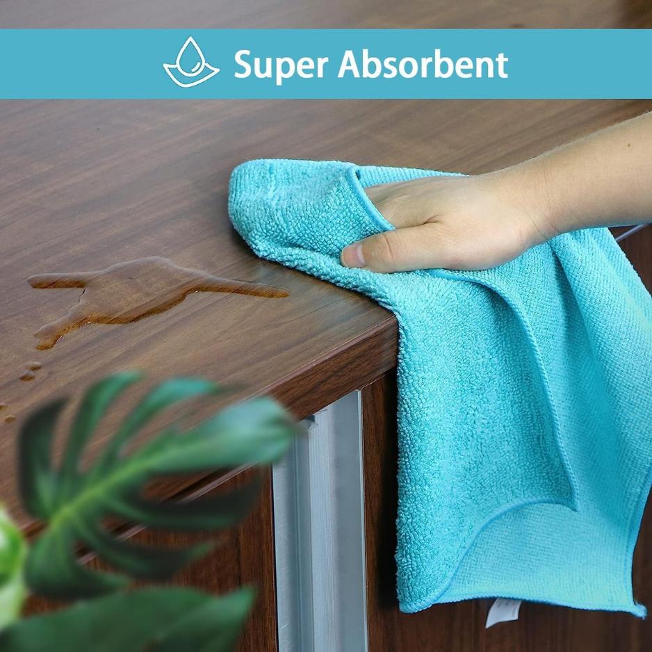 12-Pack Microfiber Cleaning Cloths - Lint-Free Absorbent Rags for Multi-Use