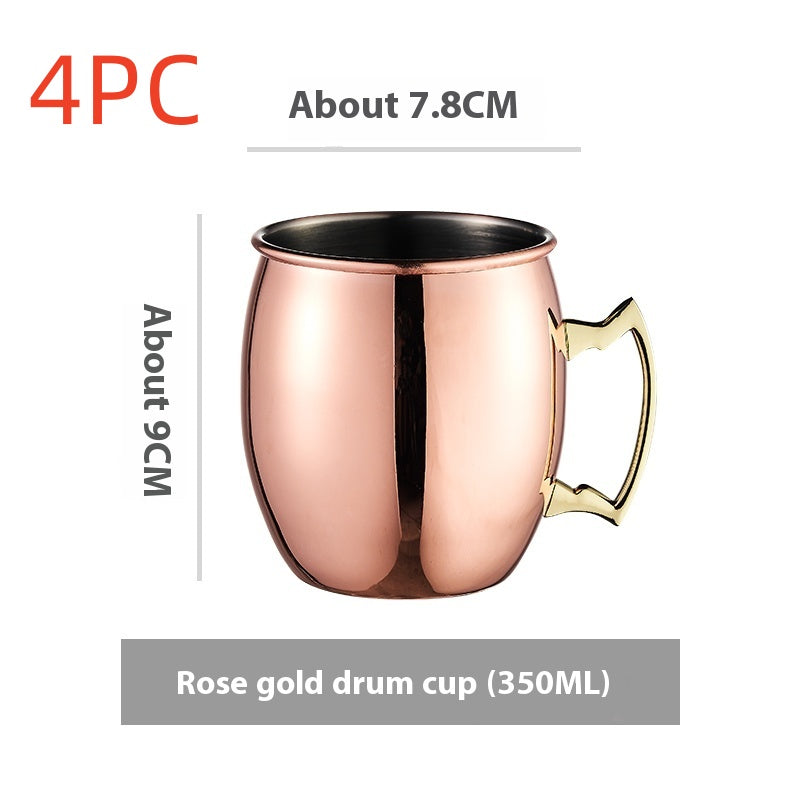 Stainless Steel Moscow Mule Cup Set - Copper Plated Drinkware for Bar & Home