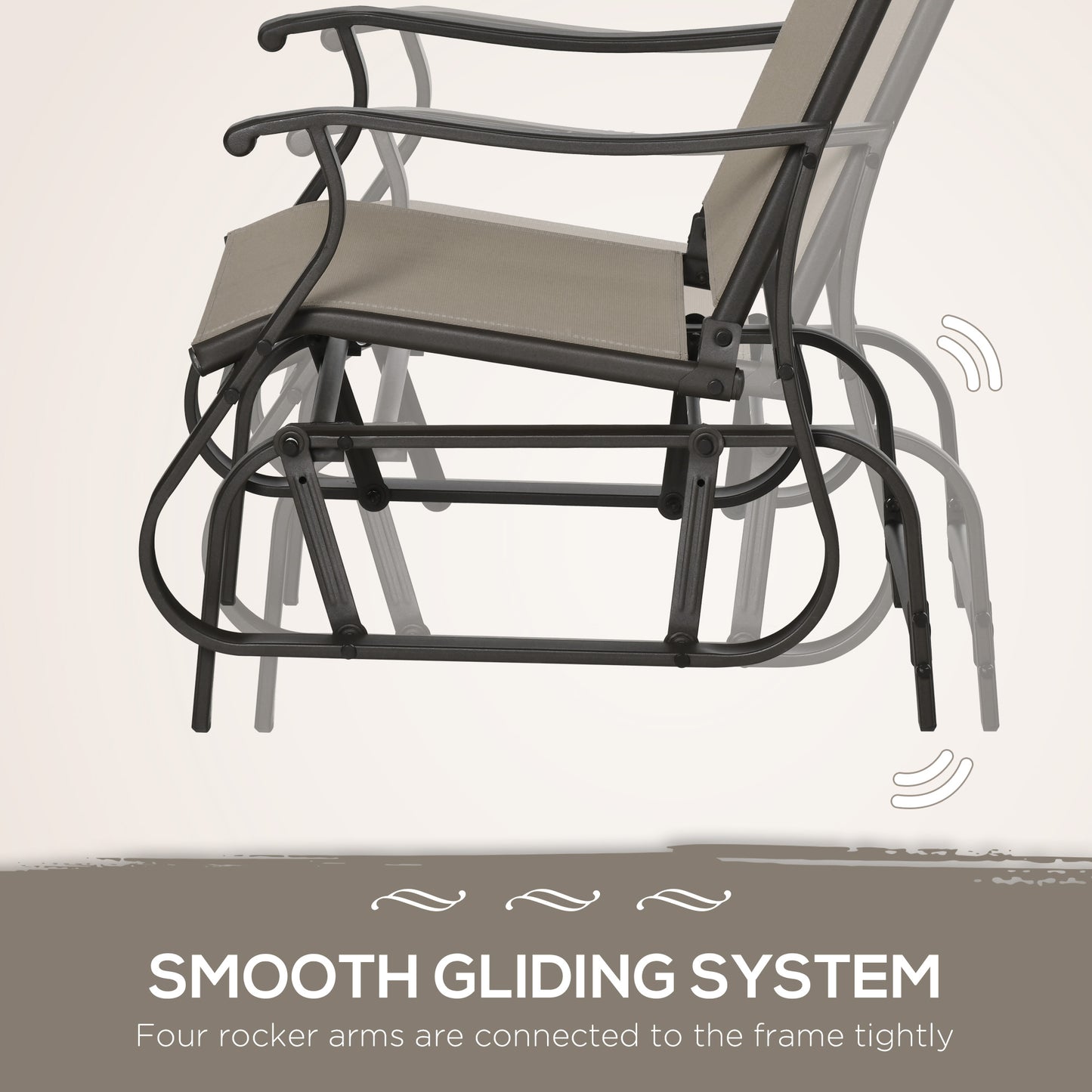 Outdoor Gliding Chairs Set with Table - Durable Gray Rocking Chairs