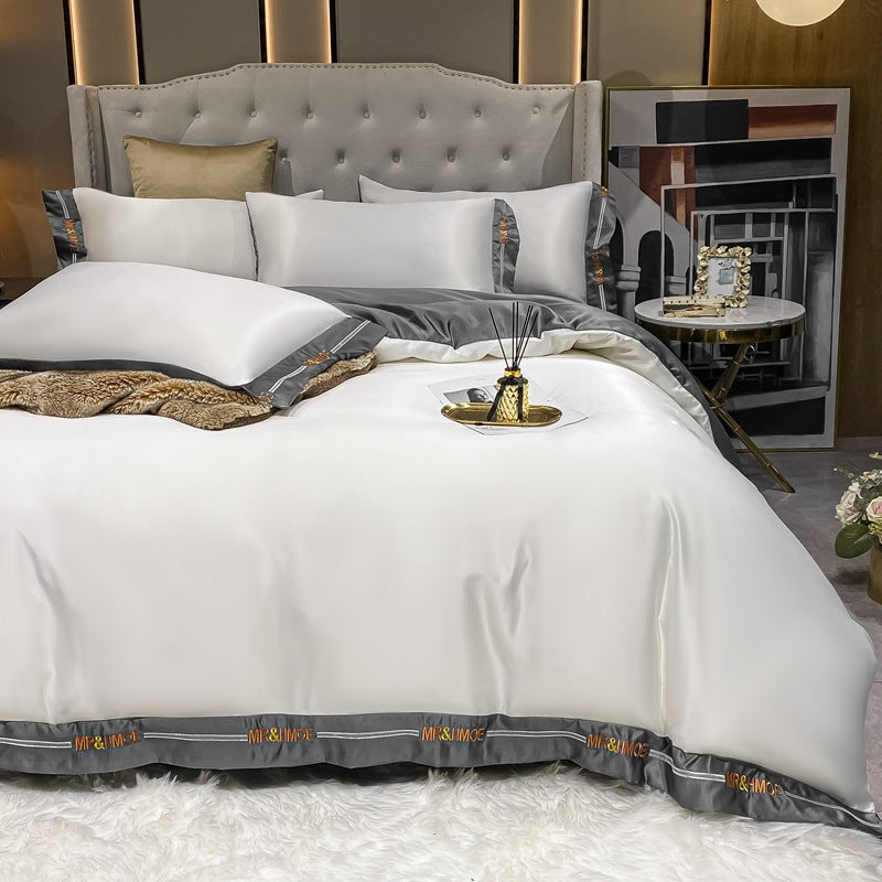 Home Washed Silk Bedding Set Four Piece Quilt Cover Bed Sheets Pillowcases
