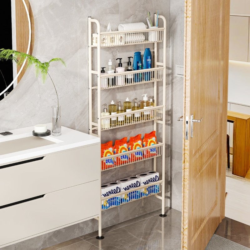 Multi-Purpose Wall-Mounted Kitchen Shelf with Narrow Door Gap Storage