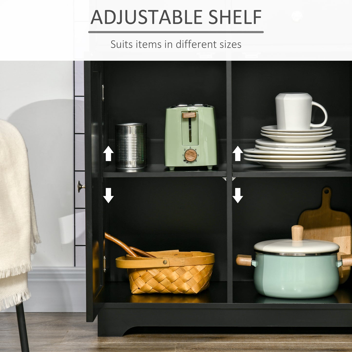 Kitchen Storage Cabinet, Sideboard Floor Cupboard with Solid Wood